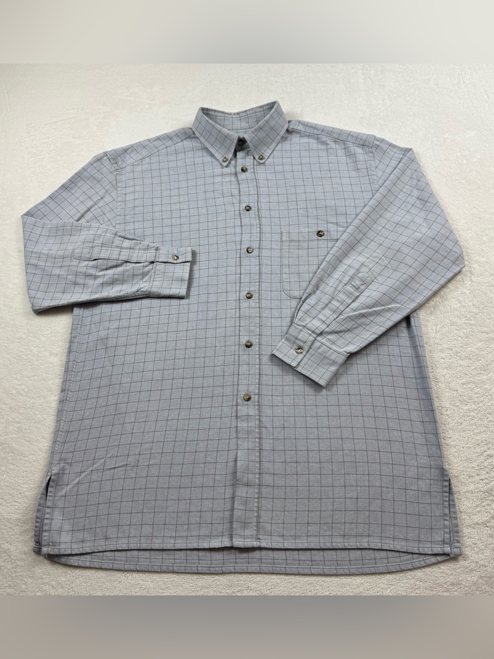 Canali flannel shirt men’s 42/16 1/2 gray plaid button Down long sleeve casual
